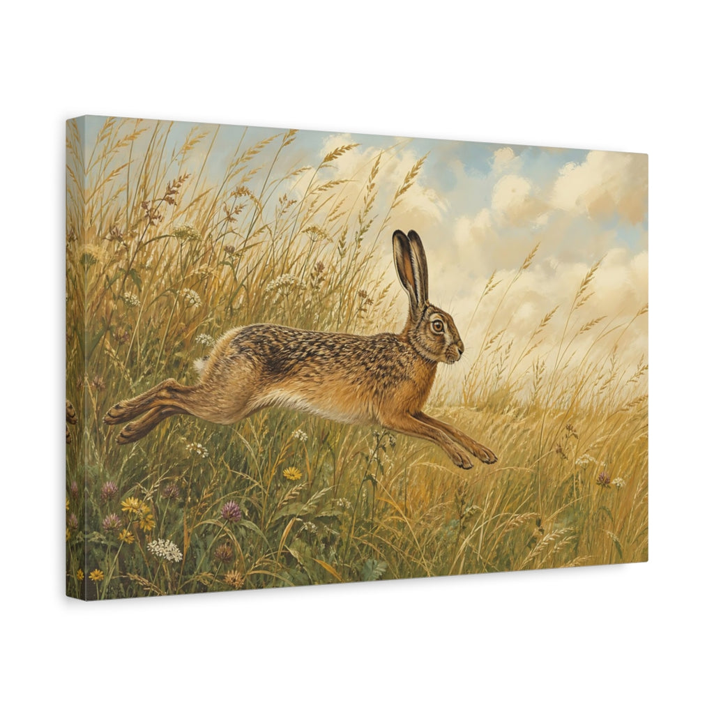 Side Mockup 4. Animals Hare Brown Hare shown as canvas print