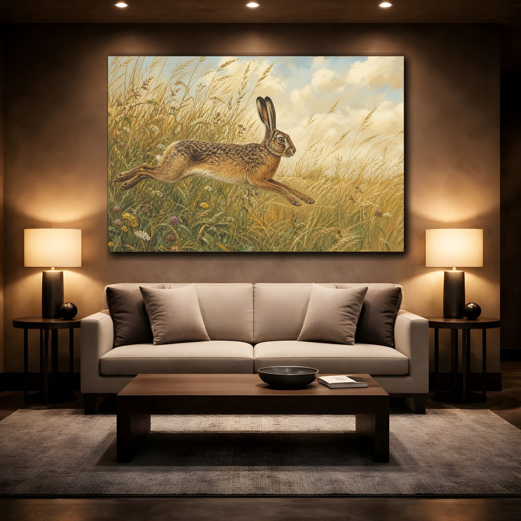 Mockup 2. Animals Hare Brown Hare shown as canvas print