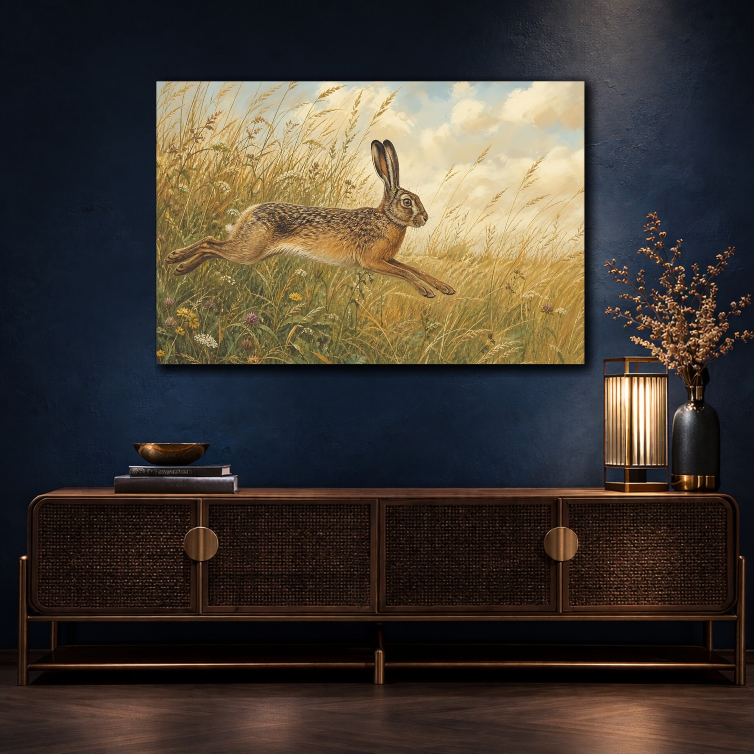 Mockup 4. Animals Hare Brown Hare shown as canvas print