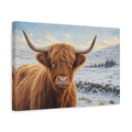 Side Mockup 4. Animals Highland Cow Highland Cow Winter shown as canvas print