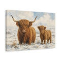 Side Mockup 4. Animals Highland Cows Brown Highland Cows shown as canvas print