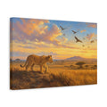 Side Mockup 4. Animals Lion Cub Sunset Savanna shown as stretched canvas wall art