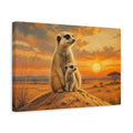 Side Mockup 4. Animals Meerkats Orange Sunset Meerkats shown as stretched canvas wall art