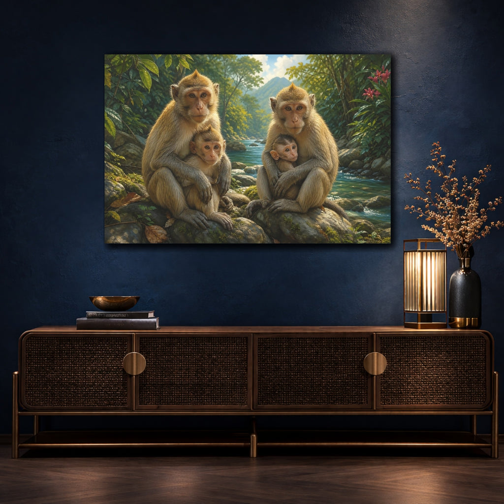 Mockup 4. Animals Monkeys Brown And Green shown as canvas print