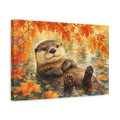 Side Mockup 4. Animals Otter Brown And Orange Otter shown as canvas print