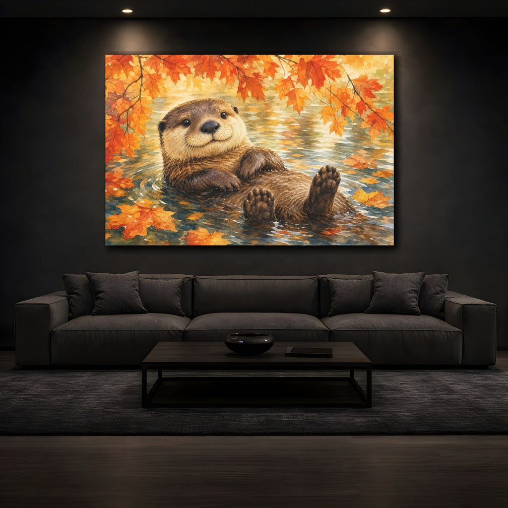 Mockup 3. Animals Otter Brown And Orange Otter shown as canvas print