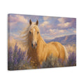 Side Mockup 4. Animals Palomino Horse Horse Lavender shown as canvas print