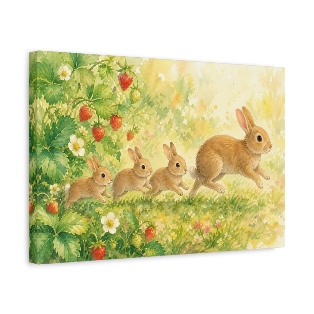 Side Mockup 4. Animals Rabbits Brown Rabbit shown as canvas print