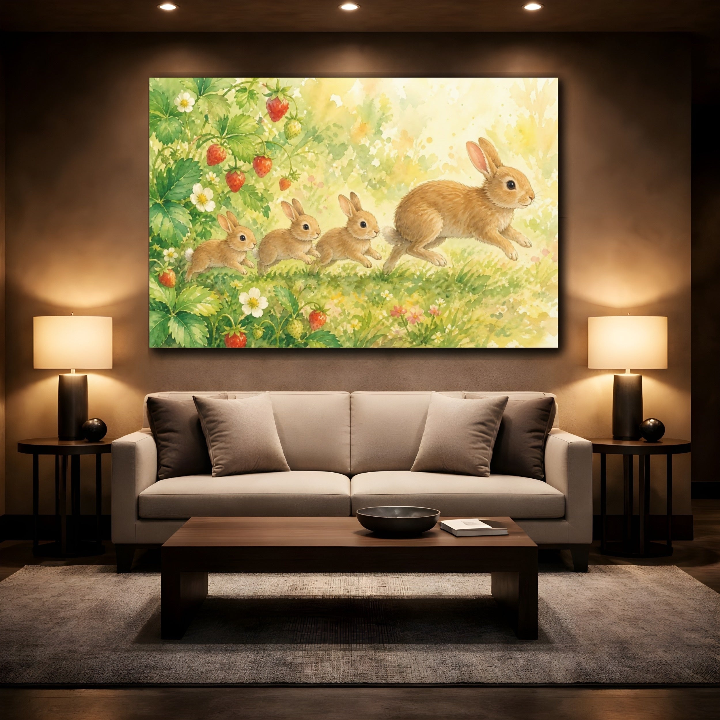 Mockup 2. Animals Rabbits Brown Rabbit shown as canvas print