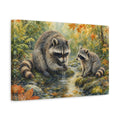 Side Mockup 4. Animals Raccoons Raccoon Woodland shown as canvas print