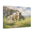 Side Mockup 4. Animals Running Sheep Pastoral Sheep shown as canvas print