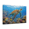 Side Mockup 4. Animals Sea Turtle Colorful Ocean shown as canvas print
