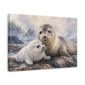 Side Mockup 4. Animals Seals Gray And Brown shown as canvas print