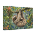 Side Mockup 4. Animals Sloths Brown Sloth shown as stretched canvas wall art