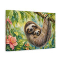 Side Mockup 4. Animals Sloths Watercolor Sloths shown as stretched canvas wall art