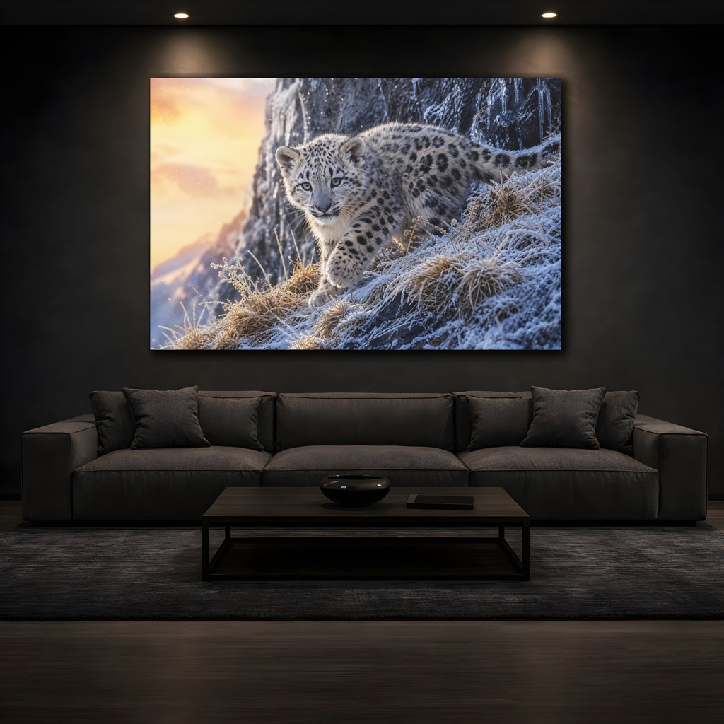 Mockup 3. Animals Snow Leopard Snow Leopard Winter shown as canvas print