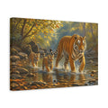 Side Mockup 4. Animals Tigers Tiger Family shown as canvas print