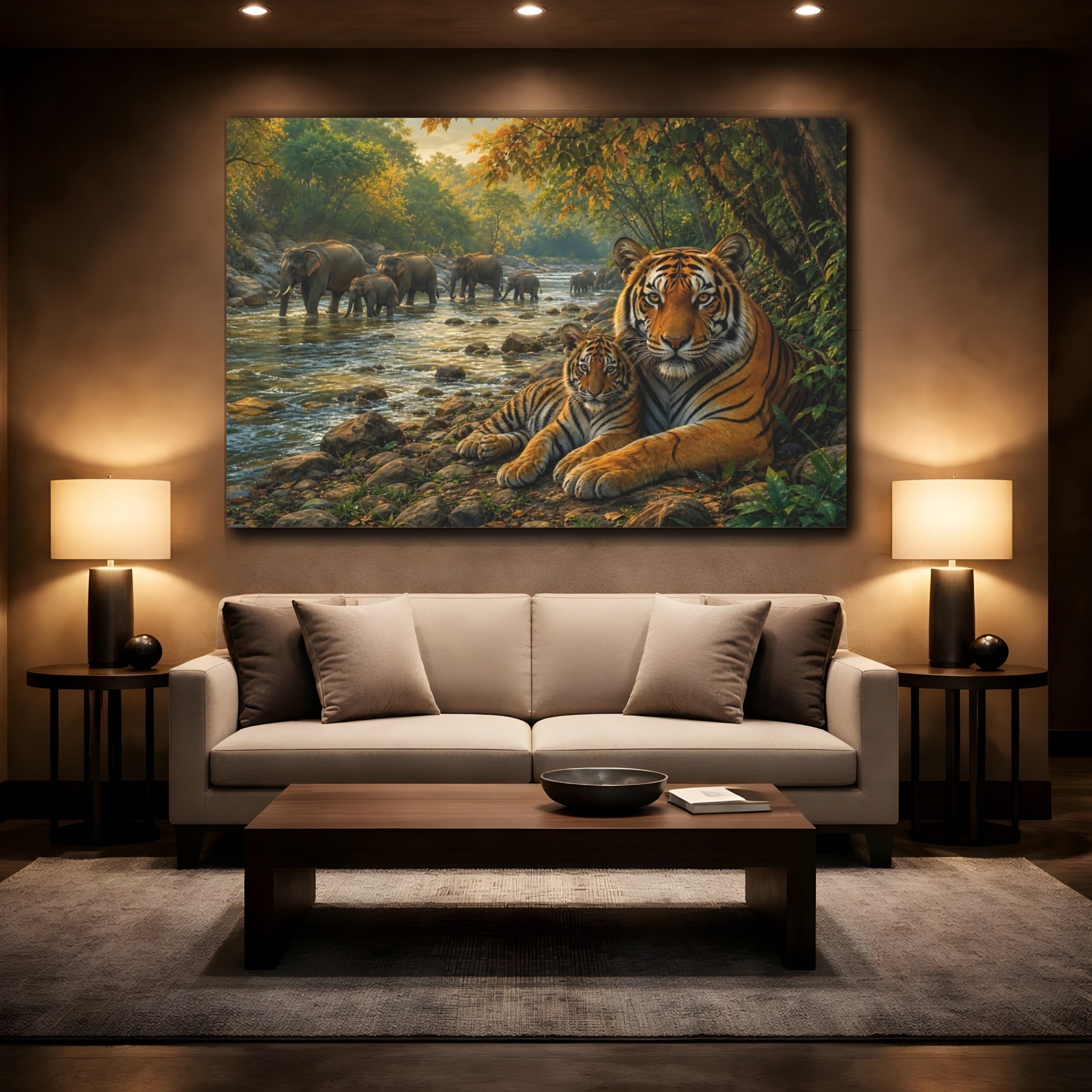 Mockup 2. Animals Tigers Wildlife Jungle Animals shown as canvas print