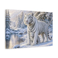 Side Mockup 4. Animals White Tigers White Tiger Winter shown as stretched canvas wall art