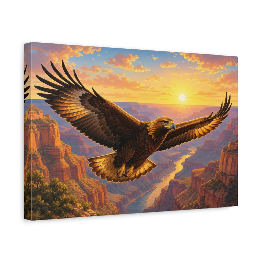 Side Mockup 4. Birds Eagle Brown And Gold shown as stretched canvas wall art