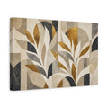 Side Mockup 4. Floral Stylized Leaves Gold Gray Abstract shown as stretched canvas wall art