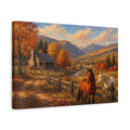 Side Mockup 4. Nature Autumn Horses Autumn Landscape Horses shown as canvas print