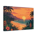 Side Mockup 4. Nature Beach Sunset Tropical Sunset Orange shown as stretched canvas wall art