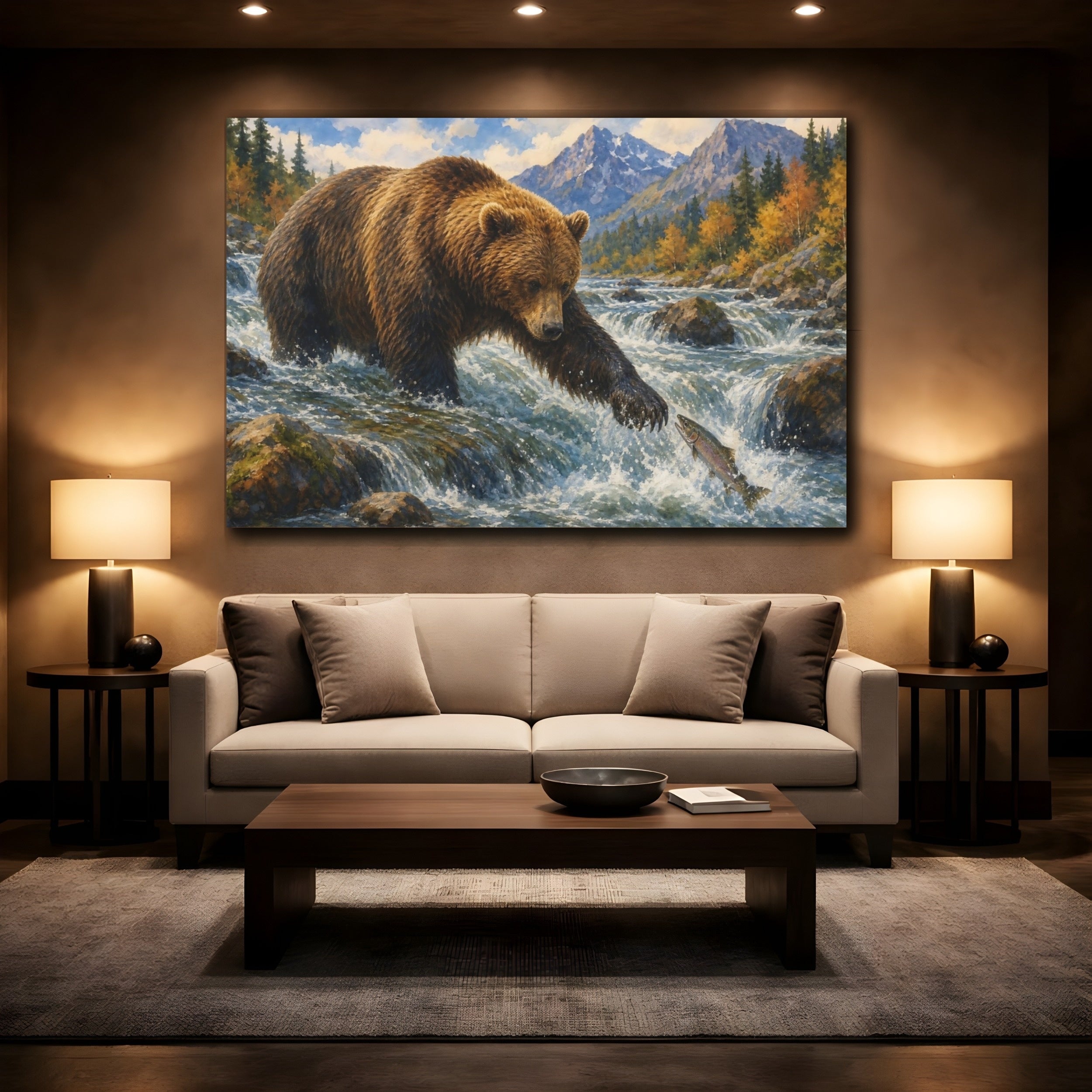 Mockup 2. Nature Bear Brown Bear shown as stretched canvas wall art
