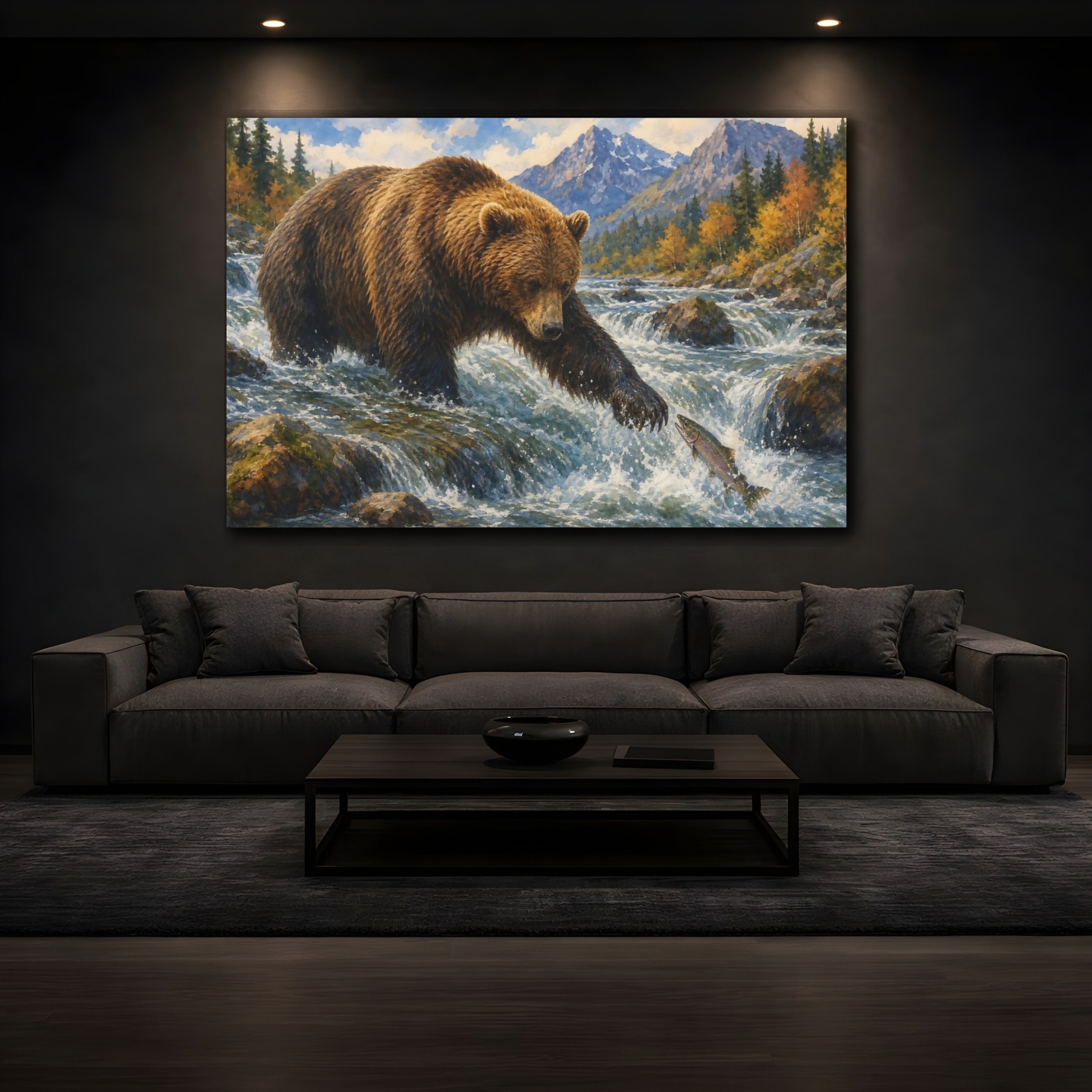 Mockup 3. Nature Bear Brown Bear shown as stretched canvas wall art