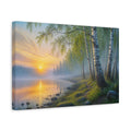 Side Mockup 4. Nature Birch Forest Golden Birch Forest shown as stretched canvas wall art