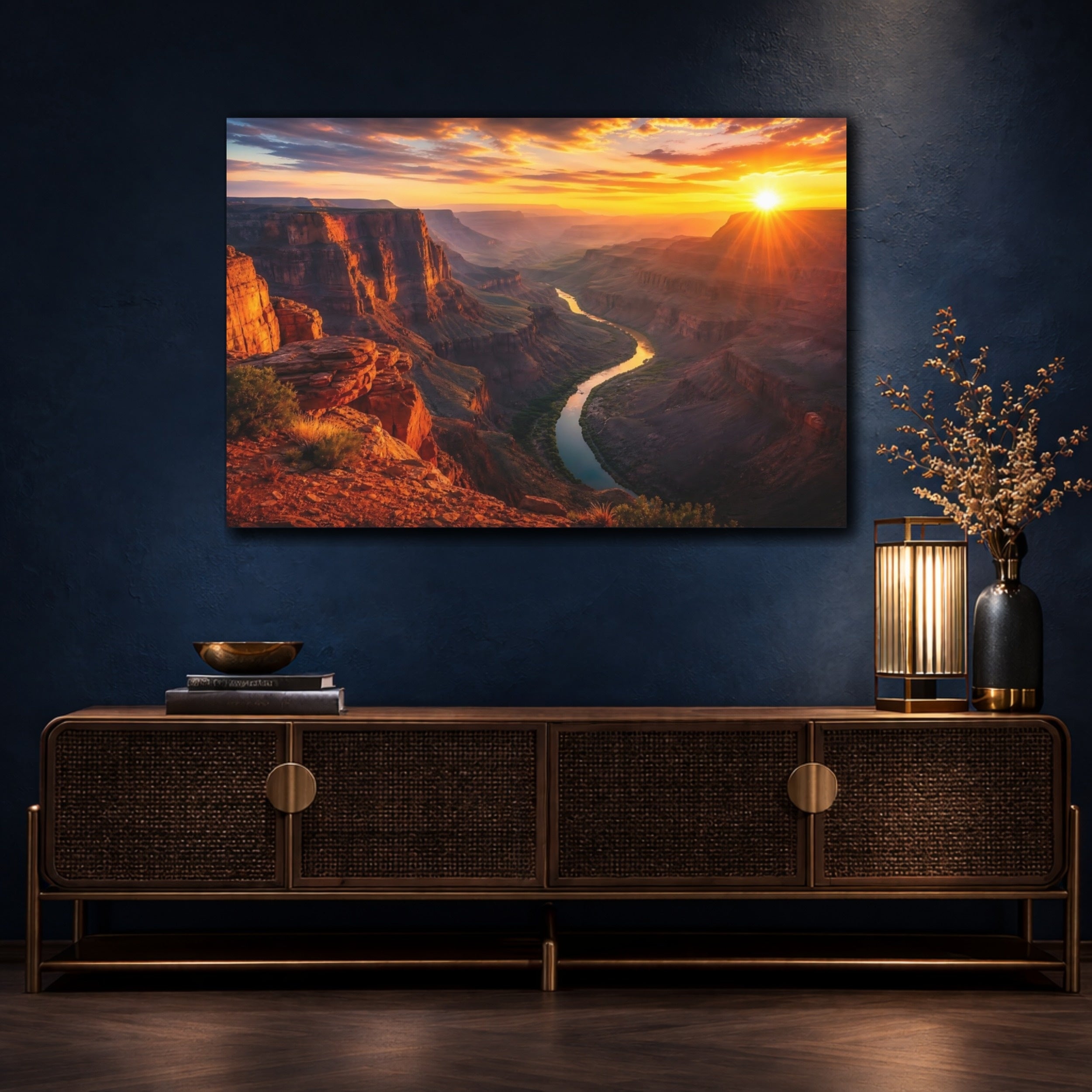 Mockup 4. Nature Canyon Landscape Canyon Sunset shown as stretched canvas wall art