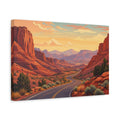 Side Mockup 4. Nature Canyon Road Warm Desert Landscape shown as stretched canvas wall art