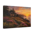 Side Mockup 4. Nature Coastal Cabin Warm Coastal shown as stretched canvas wall art
