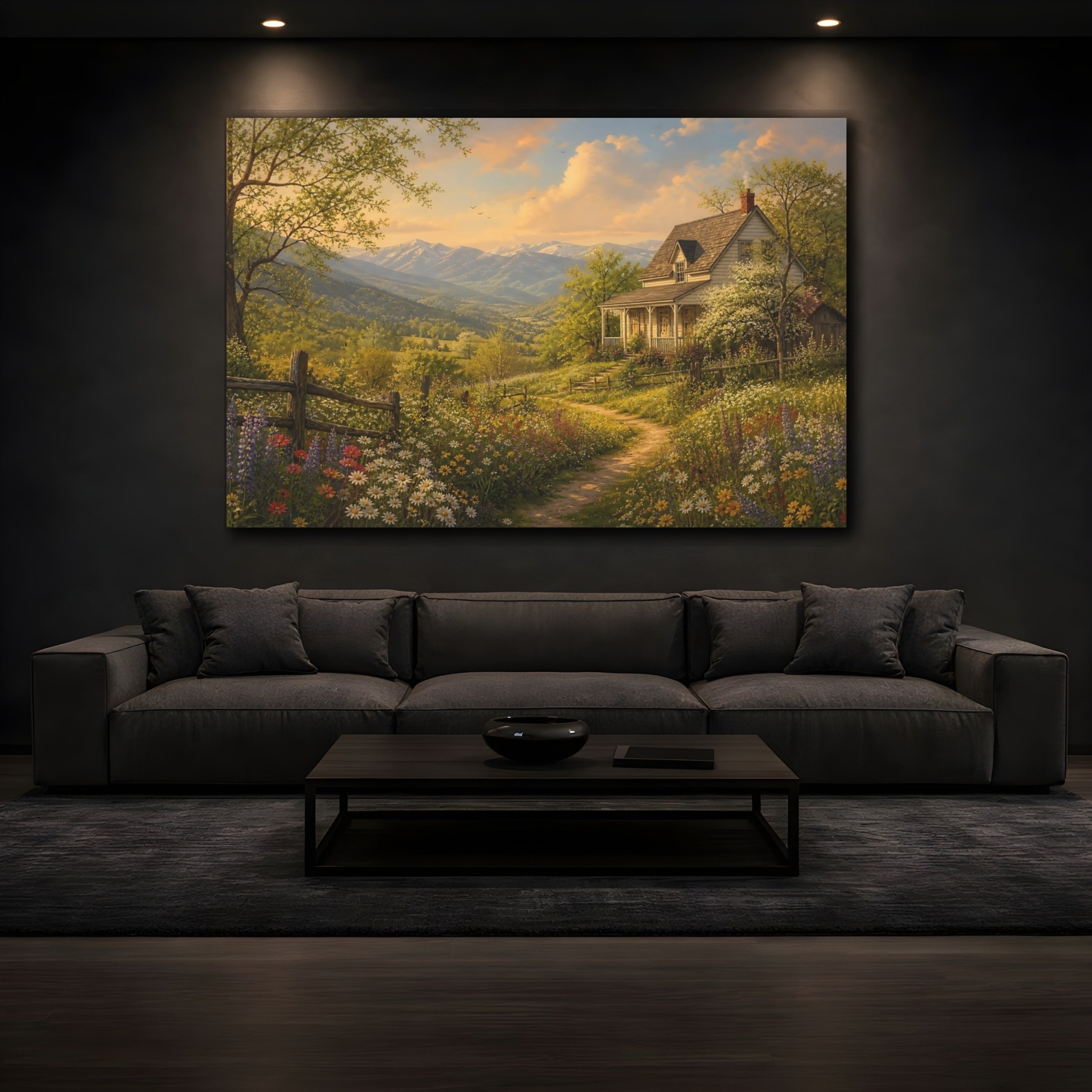 Mockup 3. Nature Country House Lush Greenery shown as canvas print