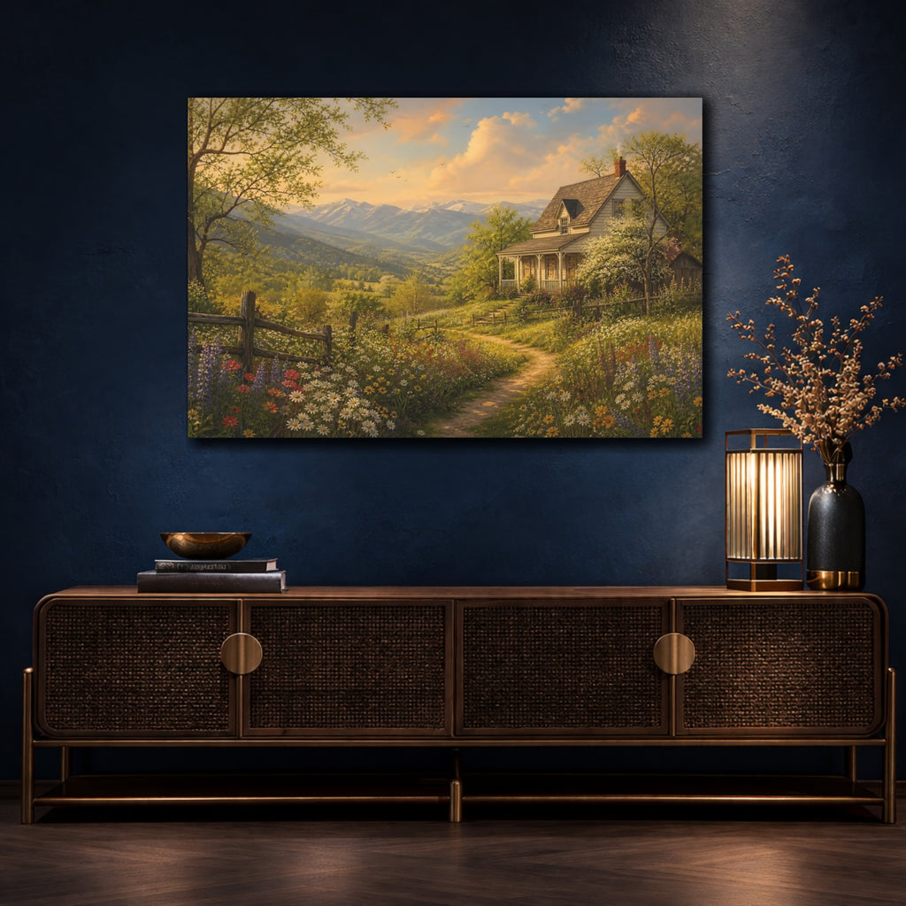Mockup 4. Nature Country House Lush Greenery shown as canvas print