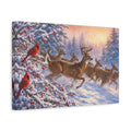 Side Mockup 4. Nature Deer And Cardinals Winter Wildlife shown as stretched canvas wall art