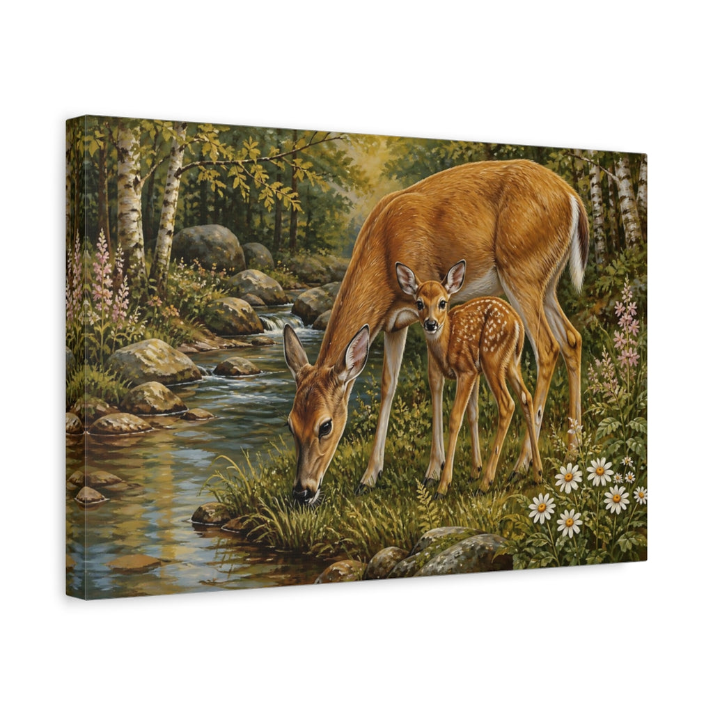 Side Mockup 4. Nature Deer Brown And Green shown as canvas print