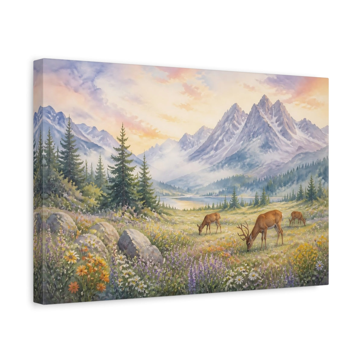 Side Mockup 4. Nature Deer Mountain Deer shown as canvas print