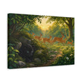 Side Mockup 4. Nature Deer, Panther Cub Forest Animals Sunset shown as canvas print