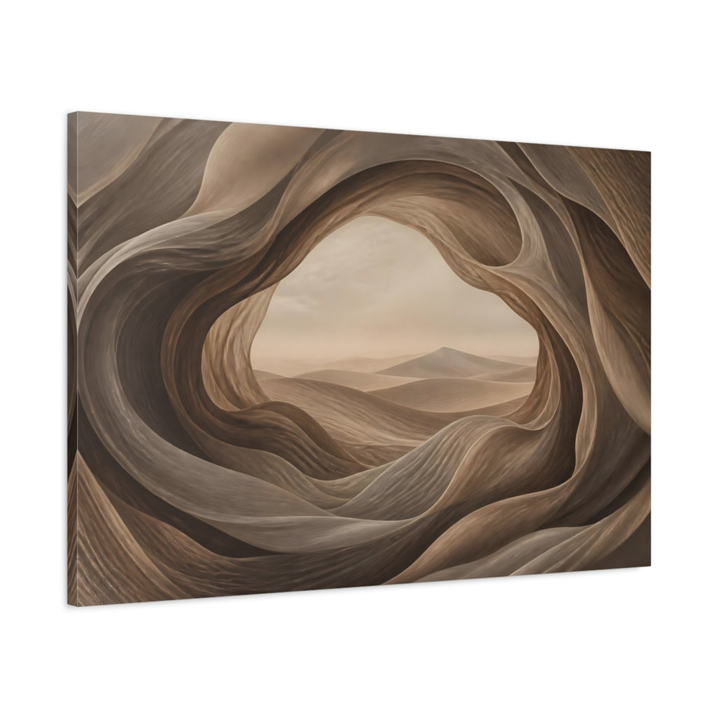 Main Mockup. Nature Desert Landscape Brown And Beige shown as stretched canvas wall art