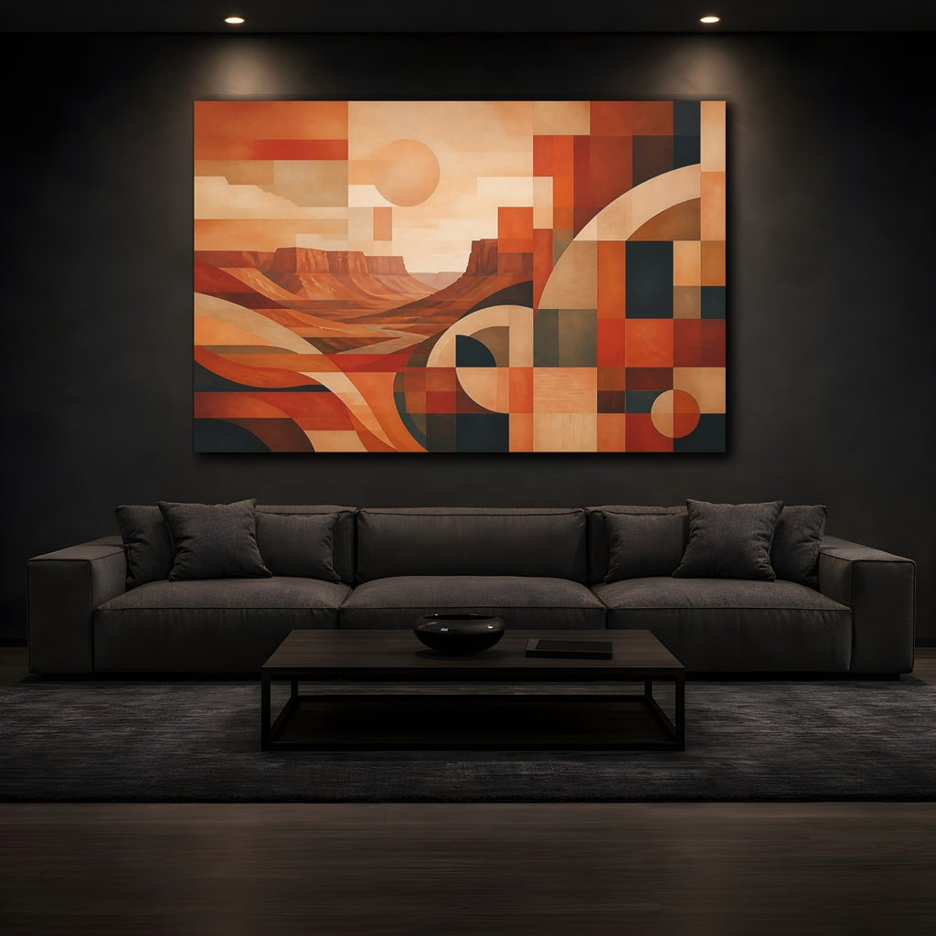 Mockup 3. Nature Desert Landscape Orange And Brown shown as stretched canvas wall art