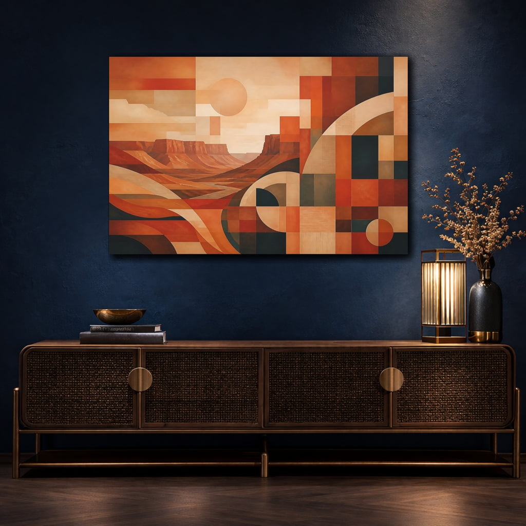Mockup 4. Nature Desert Landscape Orange And Brown shown as stretched canvas wall art