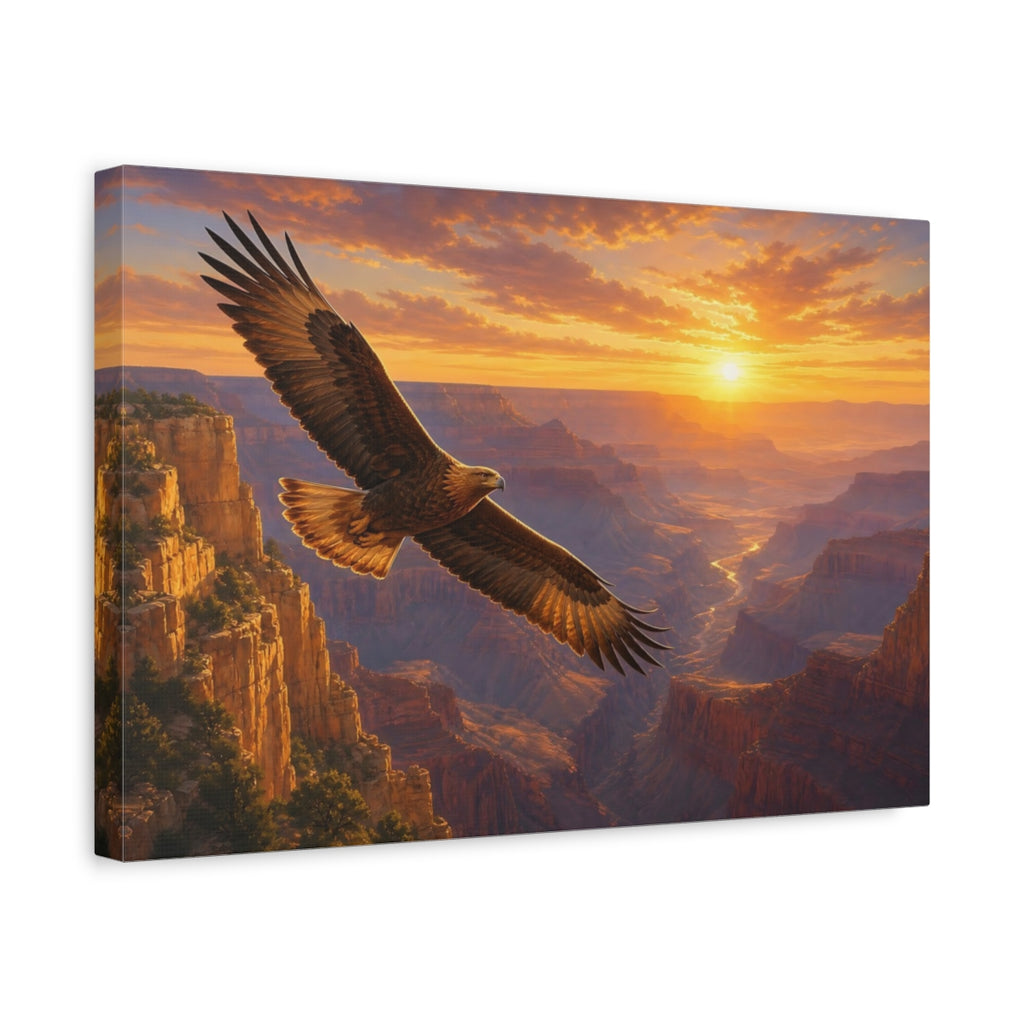 Side Mockup 4. Nature Flying Eagle Brown And Orange shown as stretched canvas wall art