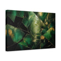 Side Mockup 4. Nature Forest Path Green And Gold shown as stretched canvas wall art