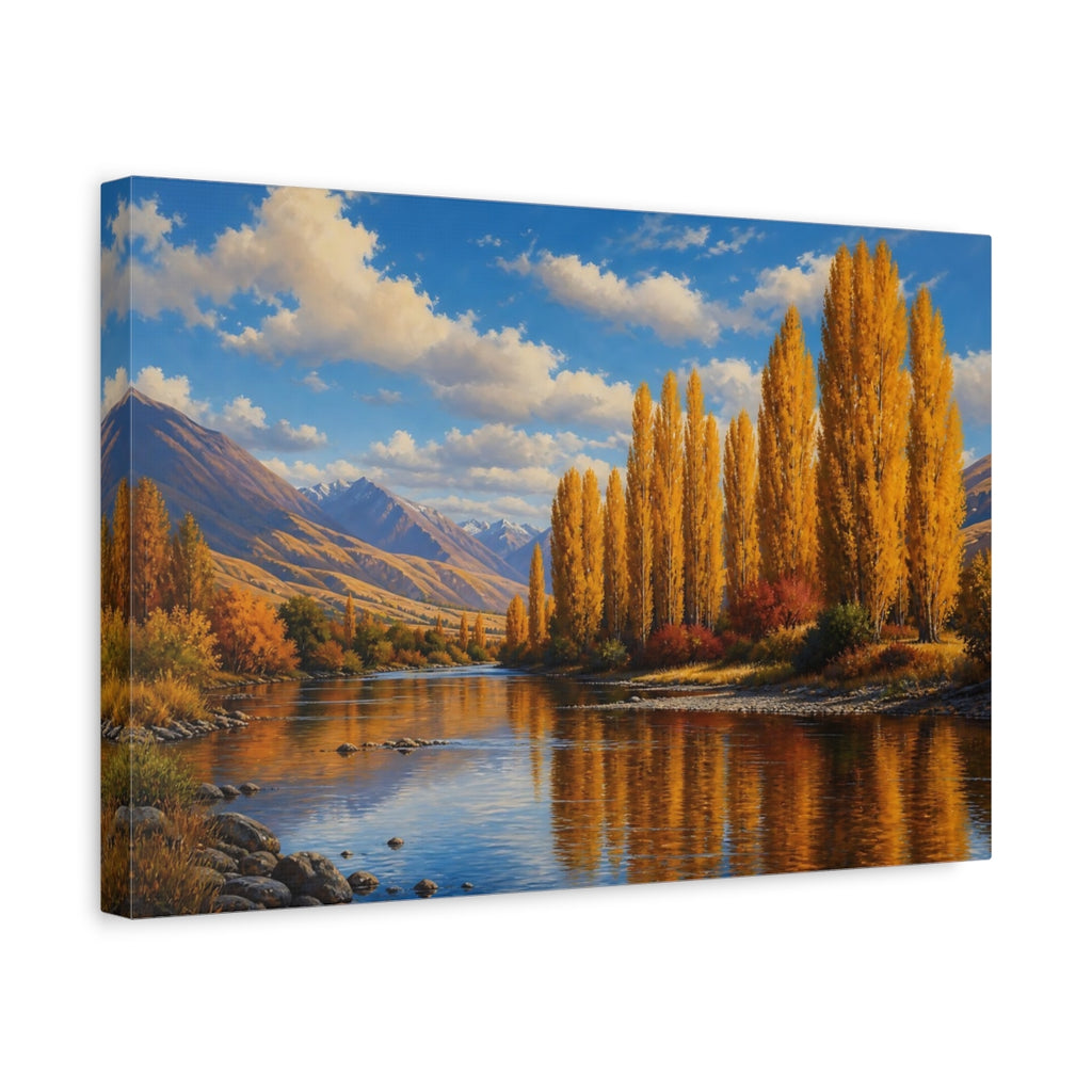 Side Mockup 4. Nature Golden Trees Golden Autumn Landscape shown as stretched canvas wall art