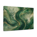 Side Mockup 4. Nature Green Swirls Green And Gold shown as stretched canvas wall art