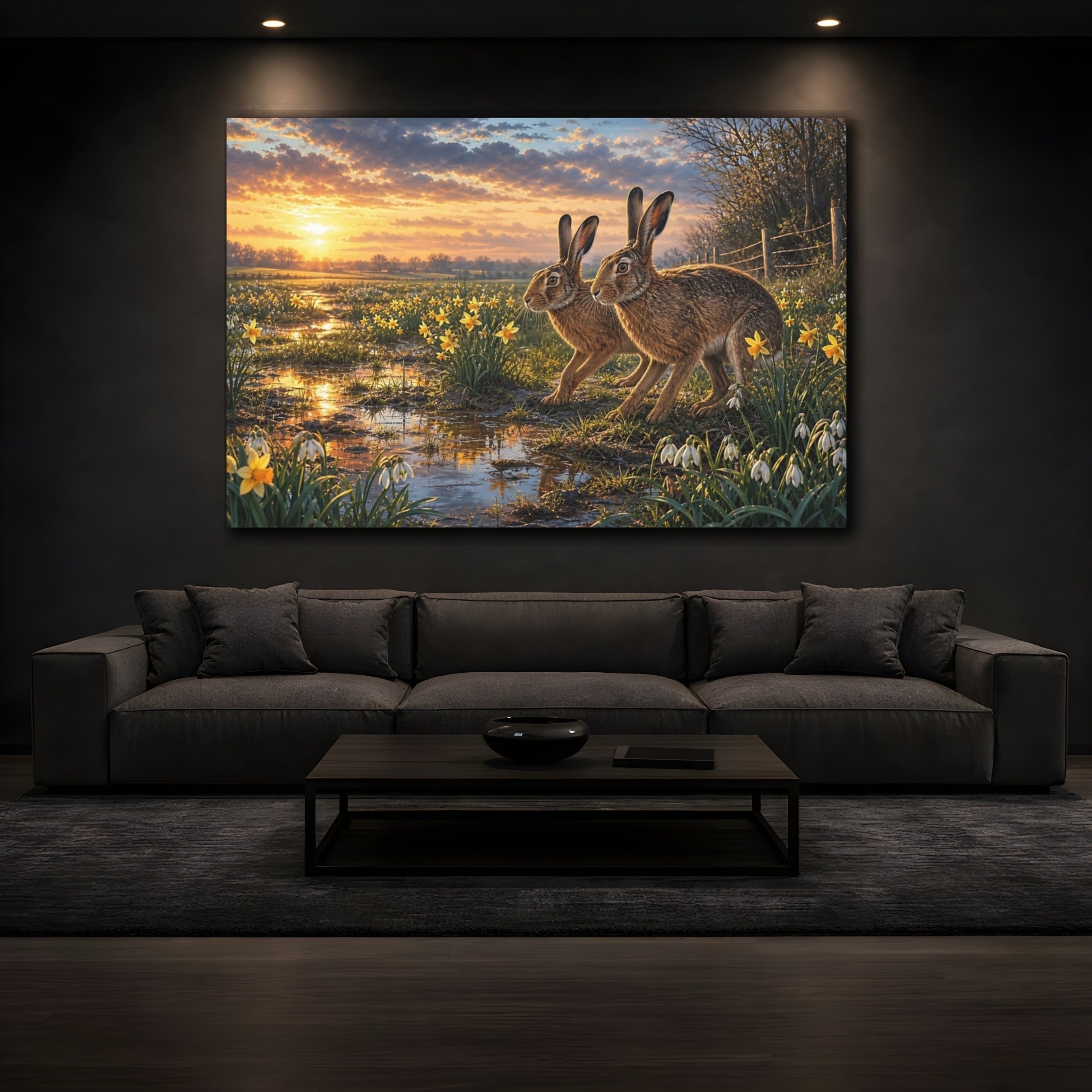 Mockup 3. Nature Hares Brown And Orange shown as canvas print