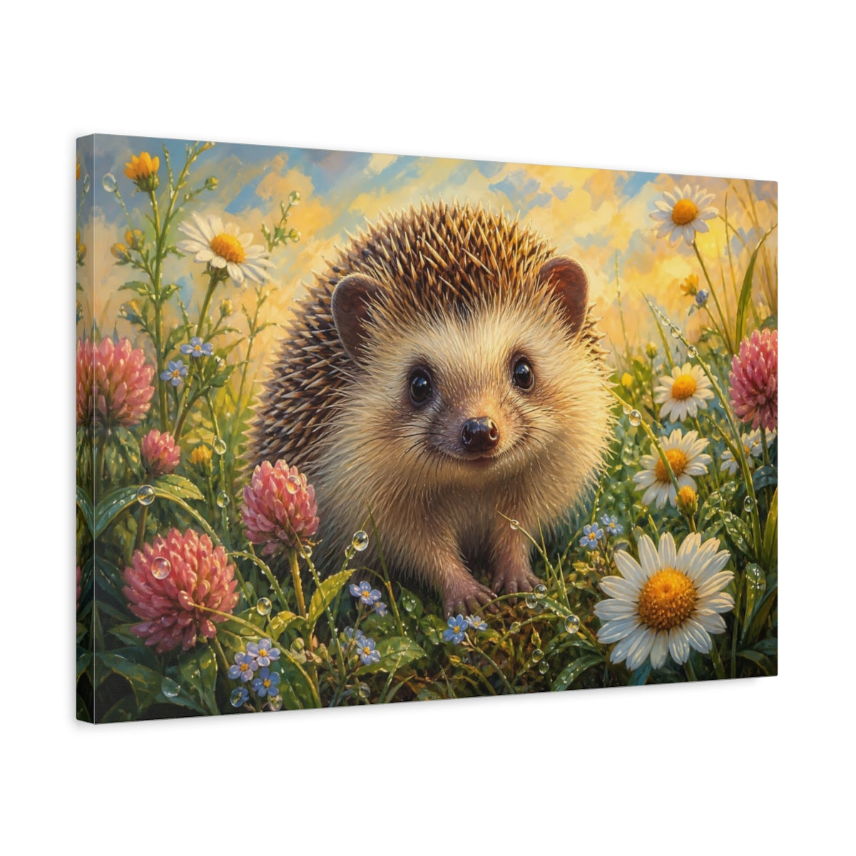 Side Mockup 3. Nature Hedgehog Cute Hedgehog shown as canvas print