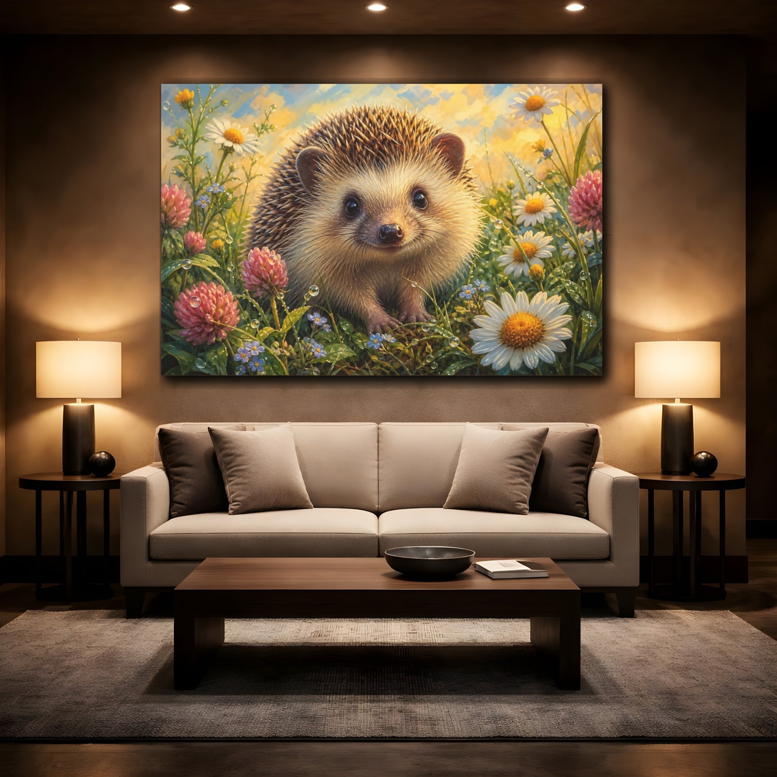 Mockup 2. Nature Hedgehog Cute Hedgehog shown as canvas print