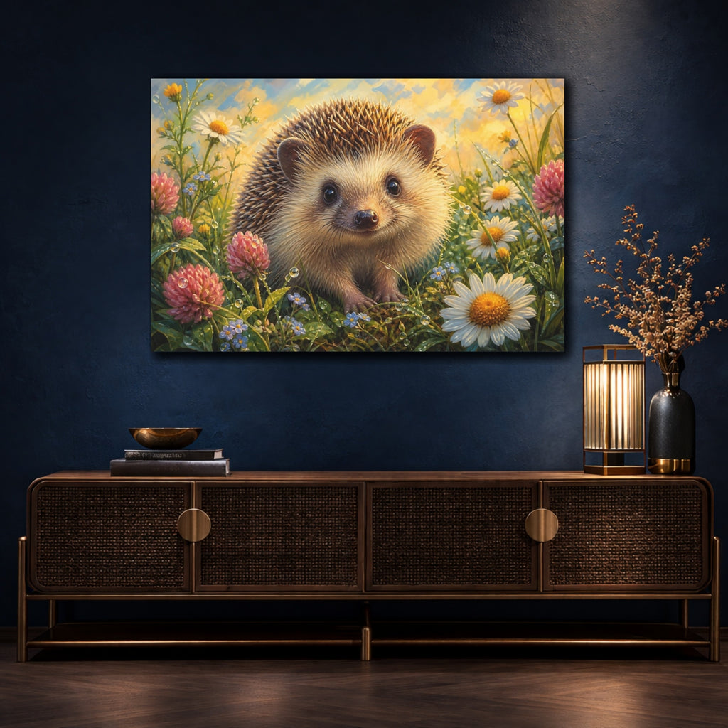 Mockup 4. Nature Hedgehog Cute Hedgehog shown as canvas print